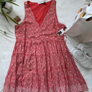 Sincerely Jules Red Printed V-Neck Sleeveless Midi Dress